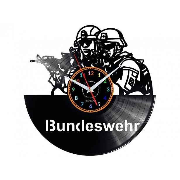 Bundeswehr Dekorativní Nástěnné Hodiny Moderní Vinylová Deska Na P