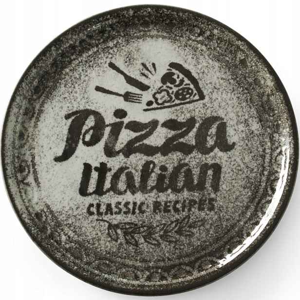 Talíř na pizzu z porcelánu Hendi Recipe Collection Black 33 cm 6 ks