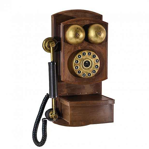 TEMU Hnědý kovový železný vintage evropský nástěnný telefonní model, ručně vyráběný umělecký kousek, kreativní industriální styl domácí dekorace,