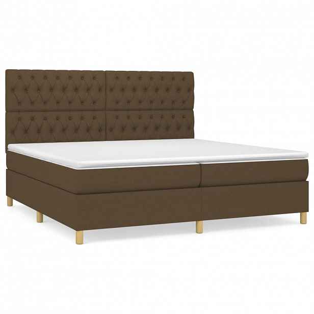 vidaXL Box spring postel s matrací tmavě hnědá 200x200 cm textil