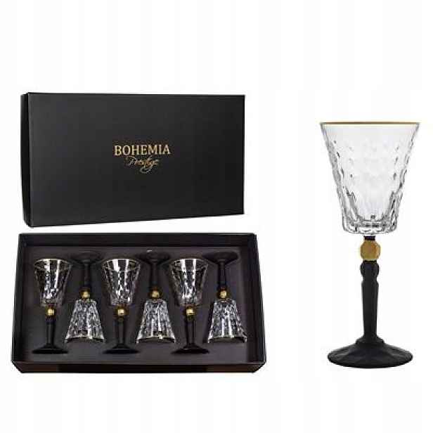 Bohemia Prestige Conte Black Sklenice Na Víno 6X