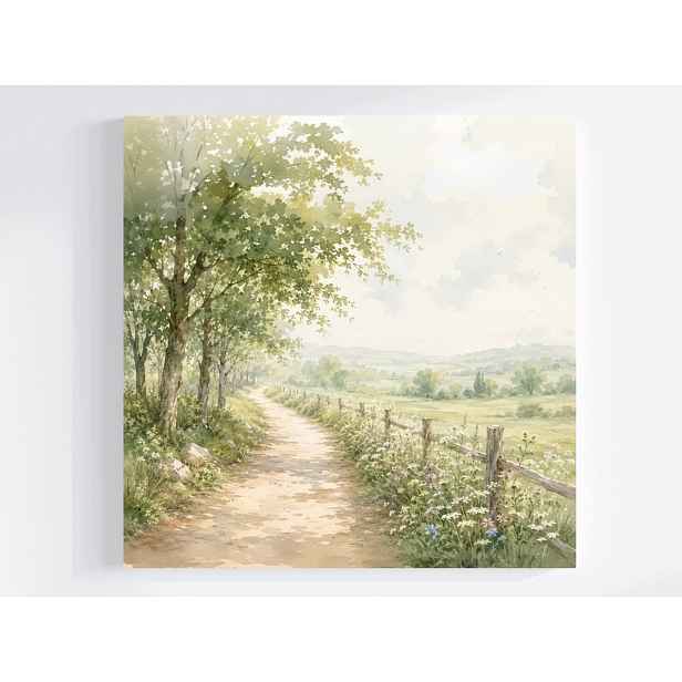 Obraz Na Plátně Canvas Krajina Vesnice Louka Stromy Stezka Jaro Léto 50x50