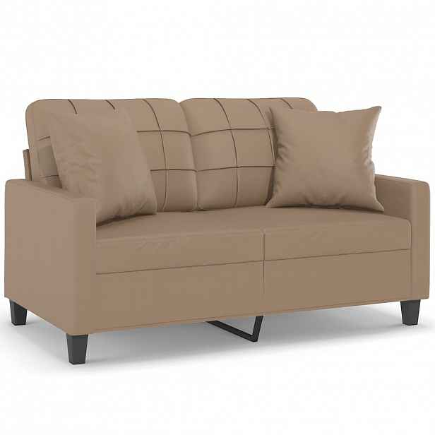 vidaXL 2místná pohovka s polštáři cappuccino 120 cm umělá kůže