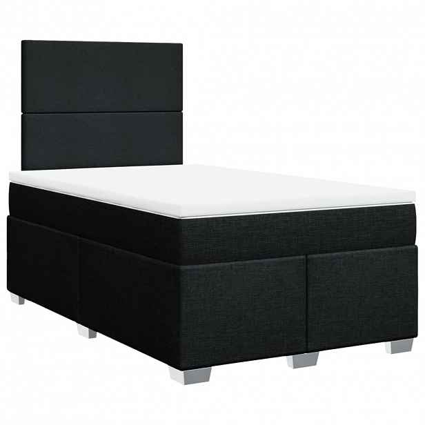 vidaXL Box spring postel s matrací černá 120x190 cm textil