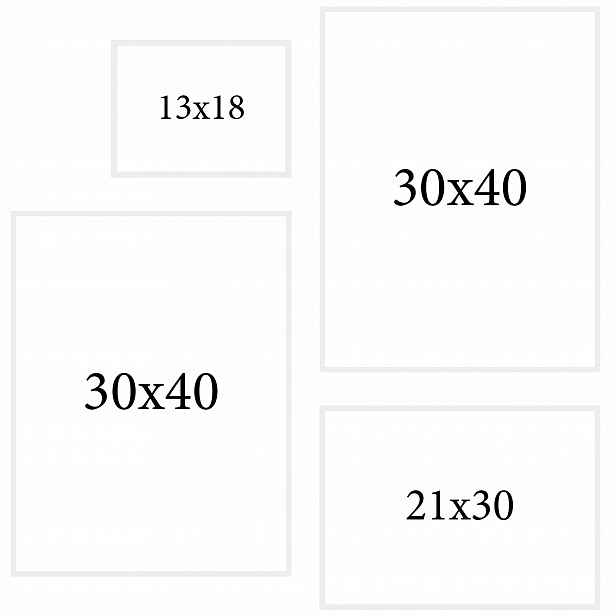 Bílé fotorámečky sada 4ks 30x40, A4 21x29,7, 13x18, multirámový rám