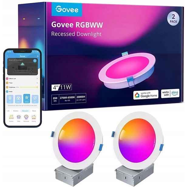 Govee Smart Recessed Lights 2-Pack Led stropní svítidlo 4" Rgbww B601B