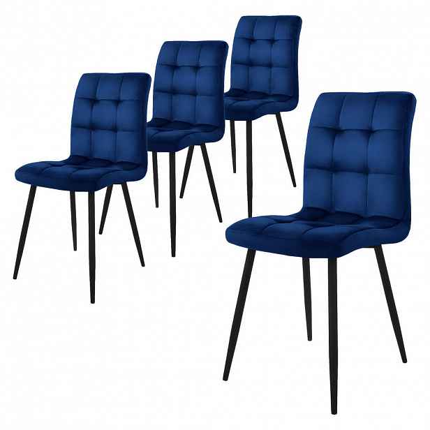 ML-DESIGN JÍDELNÍ ŽIDLE Samet tmavě modrá 4ks