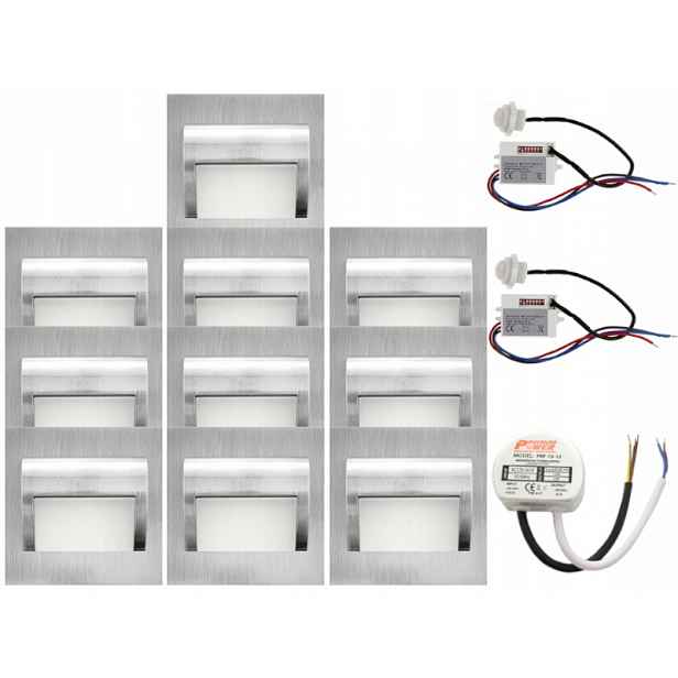 Sada Led schodišťové lampy 10x napájecí adaptér senzor