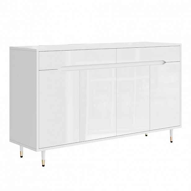 Urban Meuble SIDEBOARD 2 dvířka, 2 zásuvky, zlaté nohy Místo pro 18–24 párů bot, nastavitelné police, bílý