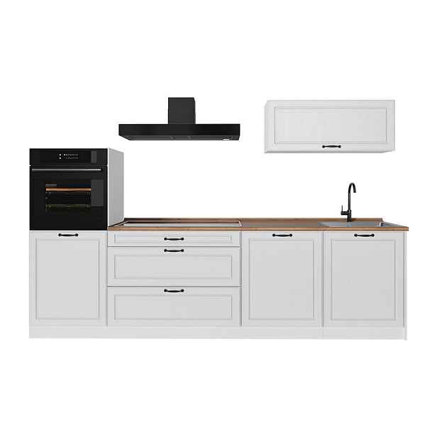 Vicco KUCHYŇSKÝ KOUT R-Line, Bílý venkovský dům/Bílá, 280 cm pracovná doska Dub Goldkraft
