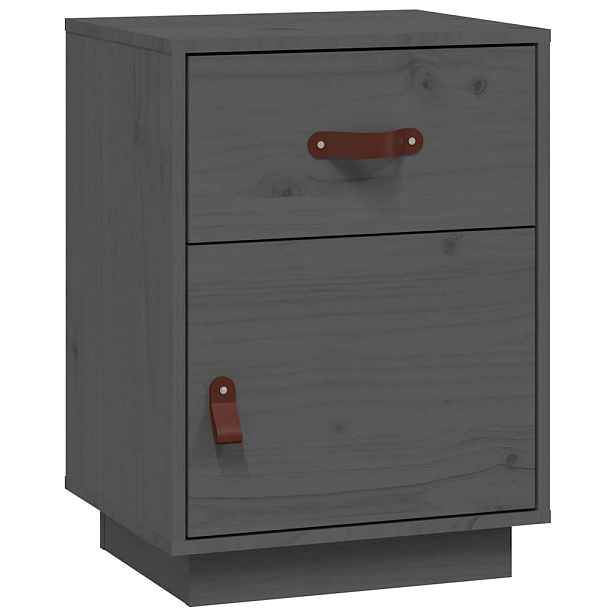 vidaXL Noční stolky 2 ks šedé 40 x 34 x 55 cm masivní borové dřevo