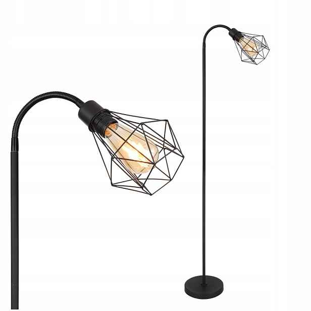 Černá podlahová lampa Isabella s nastavitelným ramenem pro kancelář Globo