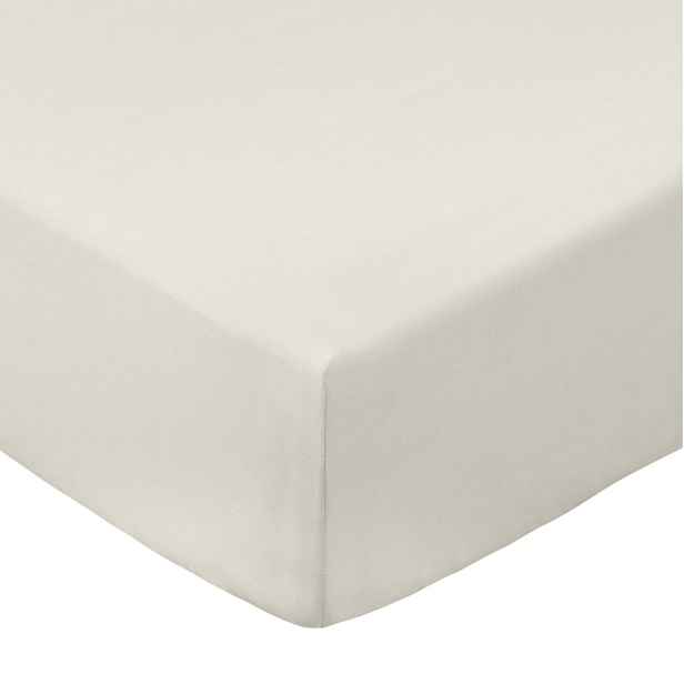 Béžové napínací prostěradlo z bavlněného perkálu 90x190 cm Cotton Percale – Bianca
