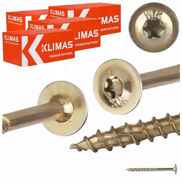 Tesařské vruty Torx 8x120 mm 200 ks talířové na dřevo Klimas Wkcp