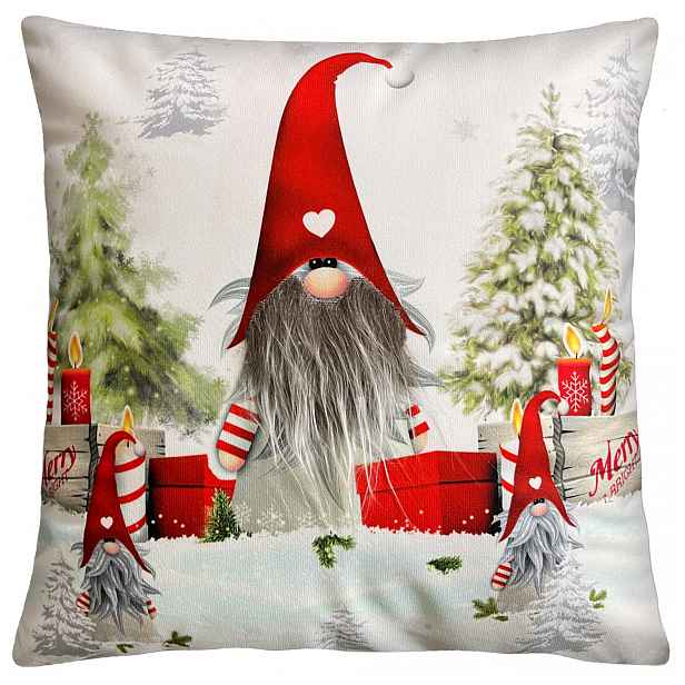 Vánoční povlak na polštář s 3D aplikací CHRISTMAS GNOMES IV. 40x40 cm