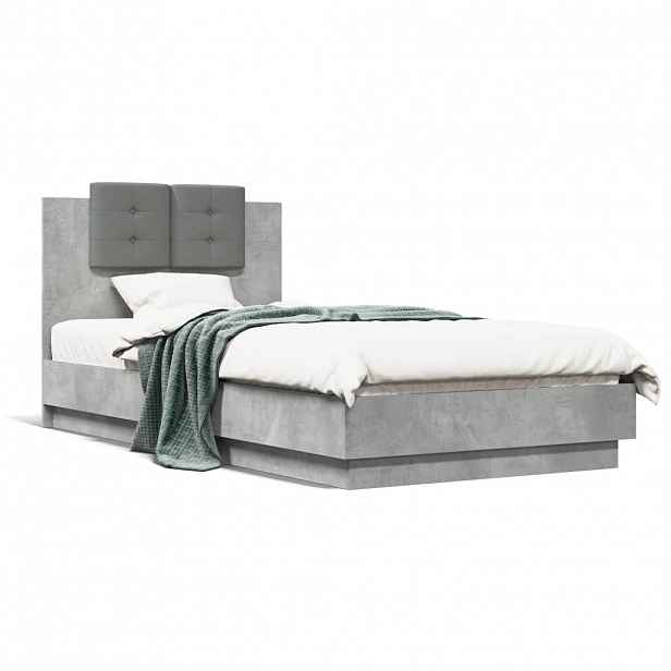 vidaXL Rám postele s čelem betonově šedý 75 x 190 cm kompozitní dřevo