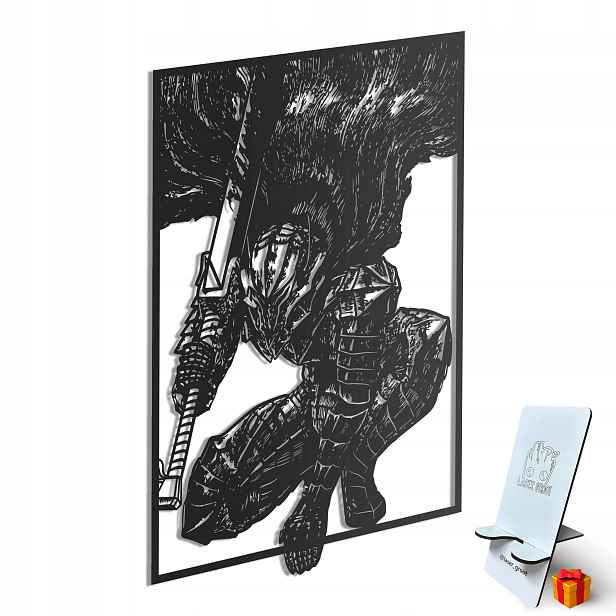 Dřevěný 3D obraz Anime Berserk Guts Nástěnná Dekorace Dárek XL