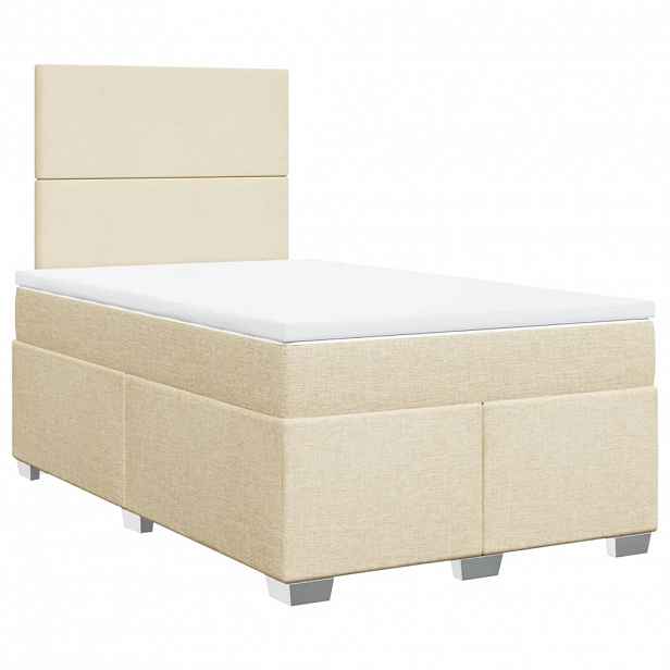 vidaXL Box spring postel s matrací krémová 120x190 cm textil