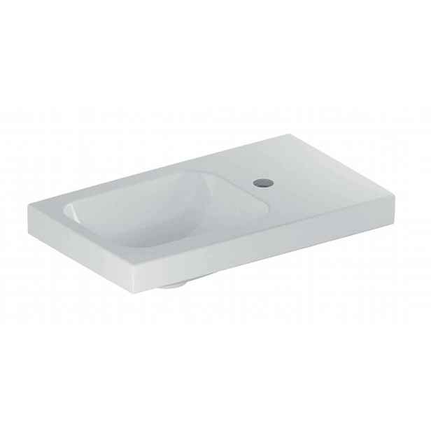 Geberit iCon - Umývátko 53x31x13 cm, bez přepadu, otvor pro baterii vpravo, KeraTect, bílá 501.832.00.2