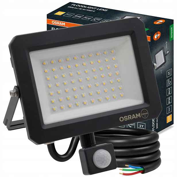 Led reflektorová lampa Halogenová Led lampa s senzorem 50W 5000lm 3000K IP65