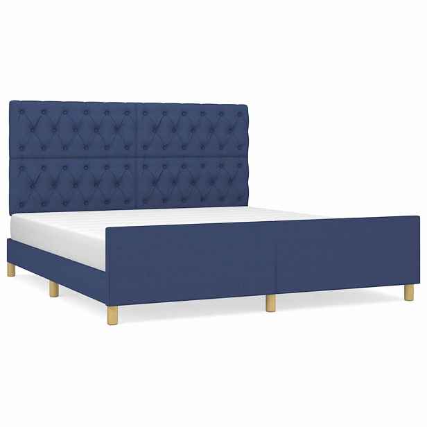 vidaXL Rám postele bez matrace modrý 160 x 200 cm textil