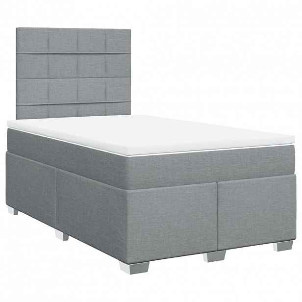 vidaXL Box spring postel s matrací světle šedá 120x190 cm textil