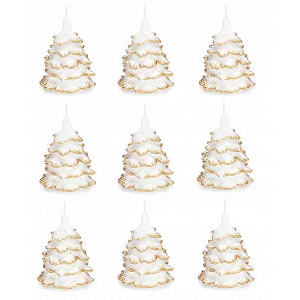 9 x svíčky, vánoční stromek 10 cm, zlatý hrot