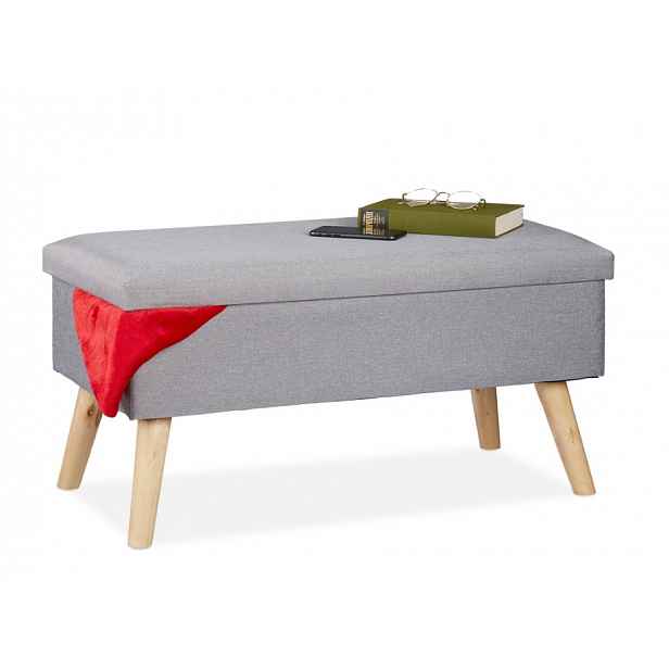 Lavička s úložným prostorem Relaxdays 77 x 39 x 39 cm Šedá