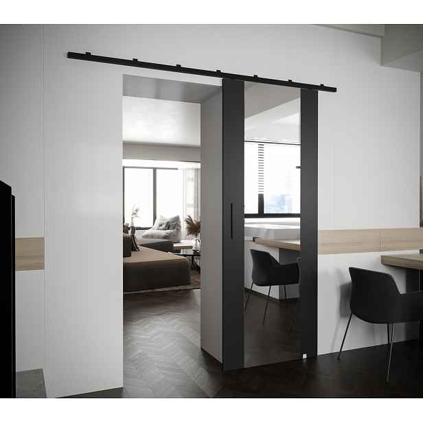 Posuvné dveře se zrcadlem PERDITA 2 - 80 cm, černé
