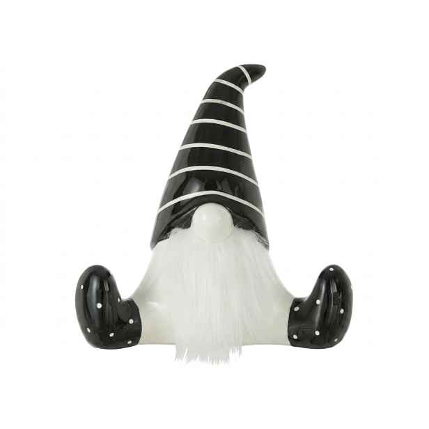 Vánoční skřítek SITTING GNOME 19 cm, černo-bílý