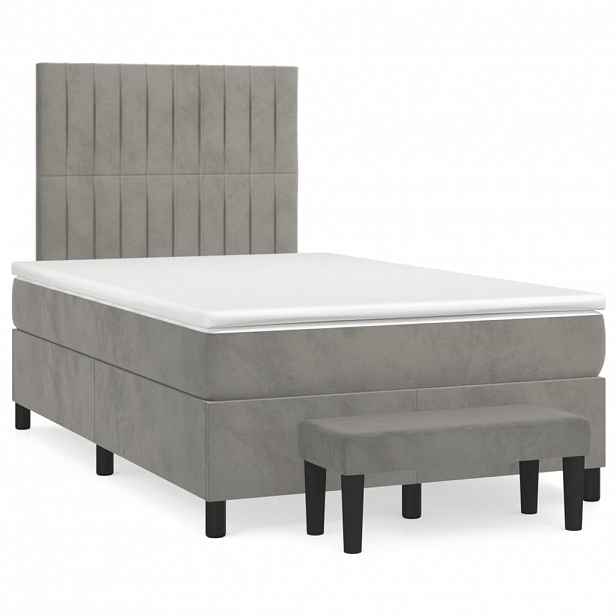 vidaXL Box spring postel s matrací světle šedá 120 x 200 cm samet