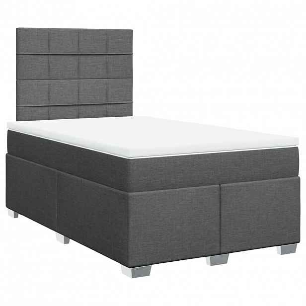vidaXL Box spring postel s matrací tmavě šedá 120x190 cm textil
