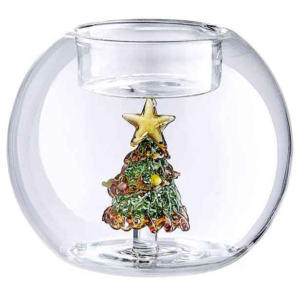 MERRY & BRIGHT Svícen na čajovou svíčku stromeček 8 cm