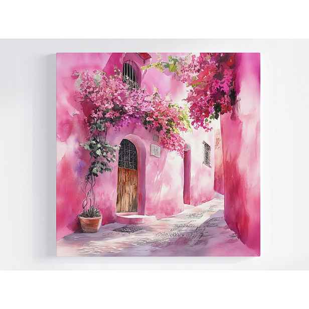 Obraz Na Plátně Canvas Město Ulička Dveře Květiny Maroko 50x50