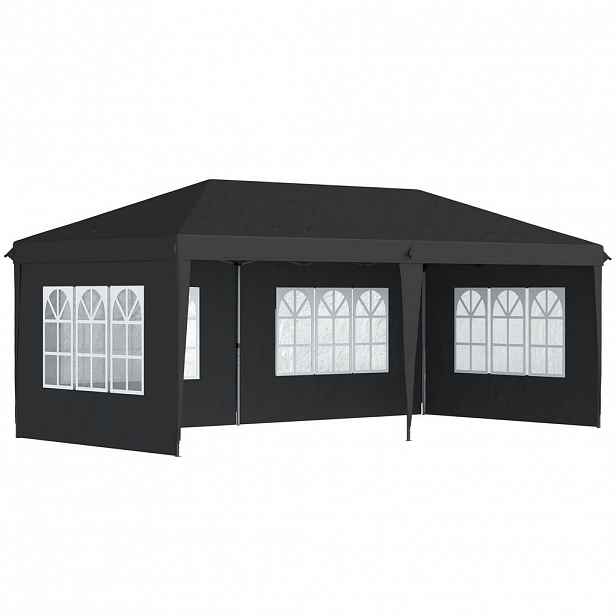 Outsunny PAVILON cca 3x6 m Vodotěsný skládací pavilon typu pop-up se 4 bočními stěnami, okna