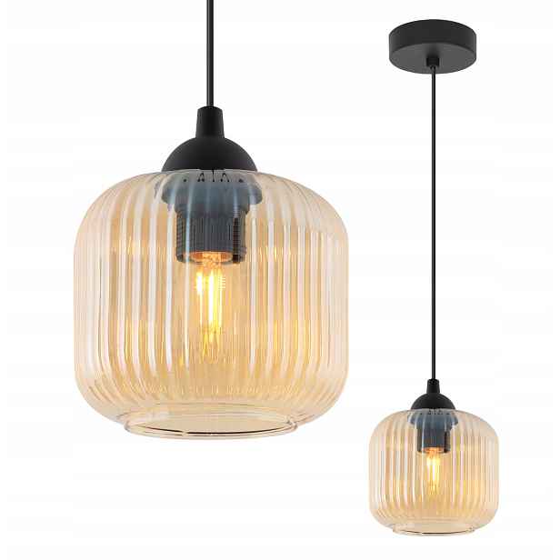 Závěsná Stropní Lampa Lustr Medová Skleněná Lampa Do Kuchyně Jídelny E27