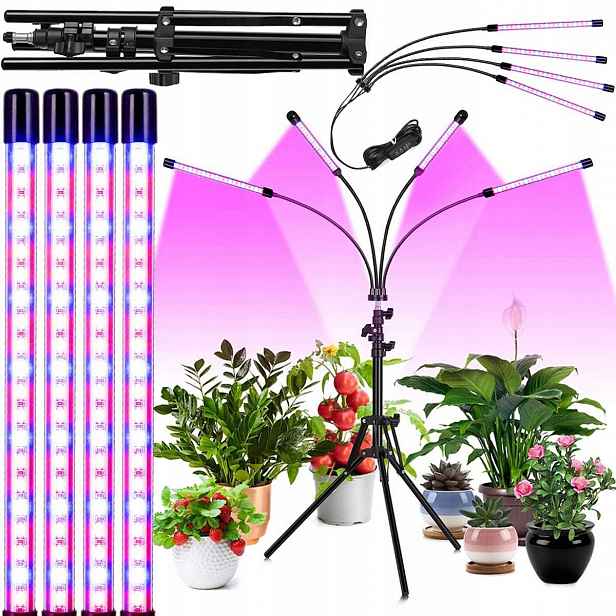 4x Lampa Panel Pro Růst Pěstování Rostlin Full Spectrum Timer Usb 36W 80 Led