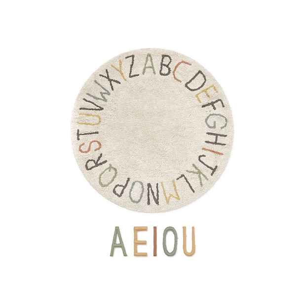 Krémový bavlněný dětský hrací koberec ø120 cm ABC Color and Letters – Lorena Canals