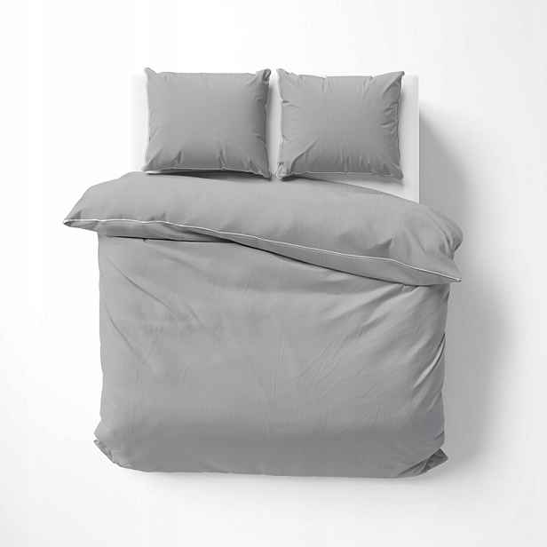 Povlečení makosatina pure s bizou jednobarevné 160x200 světle šedá