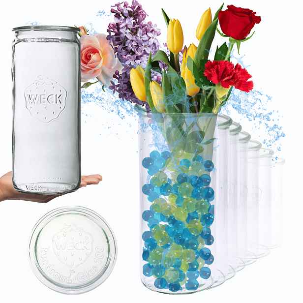Sklenice Weck 1575 1,575 l sklenice váza Mold víko sklo 12 Ks Cylinder pevné