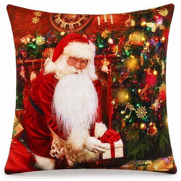Vánoční povlak na polštář s 3D aplikací SANTA 40x40 cm