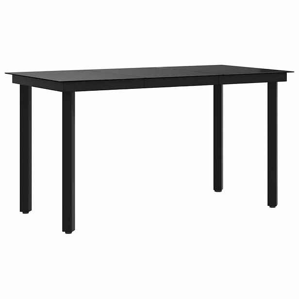vidaXL Zahradní jídelní stůl černý 140 x 70 x 74 cm ocel a sklo