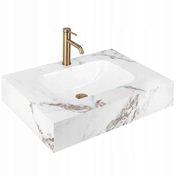 Závěsné Umyvadlo Na Stěnu, Bílý Mramor, Konglomerátová Barva Rea Aresa Cold Jade 70