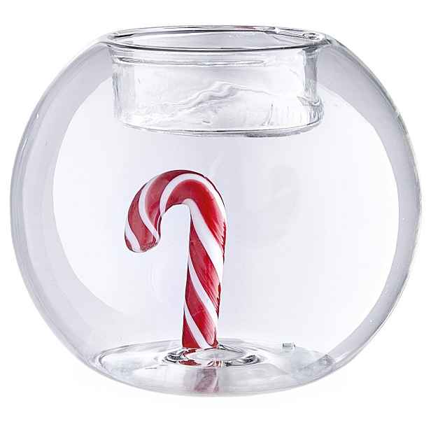 MERRY & BRIGHT Svícen na čajovou svíčku "Candy Cane" 8 cm