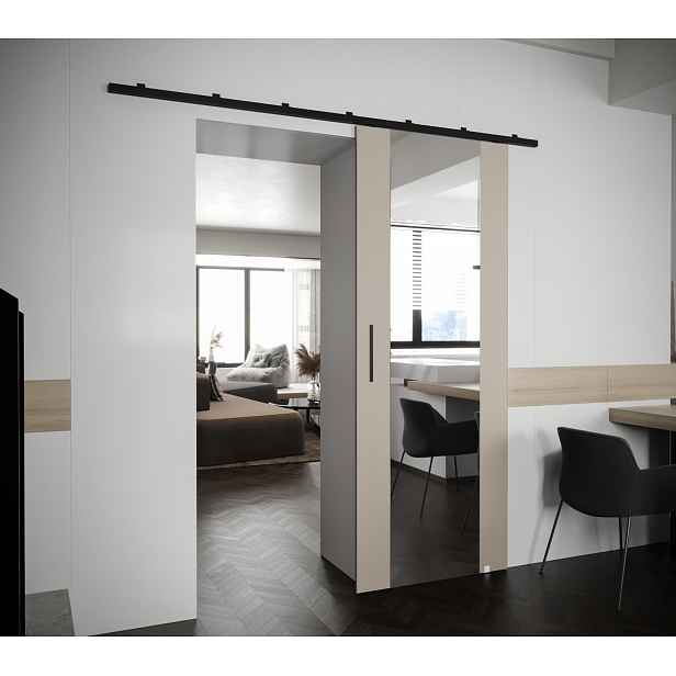 Posuvné dveře se zrcadlem PERDITA 2 - 90 cm, kašmír