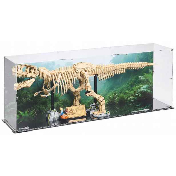 Vitrína s pozadím Blacked Brick pro Lego 76968 Jurský svět Kostra dinosaurus
