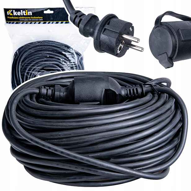 Prodlužovací Kabel zahradní stavební 3x2,5 mm 50m Černý 230V IP44 1GN