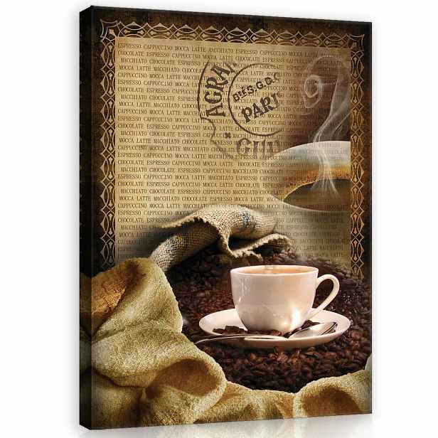Obraz 75x100 Káva espresso ráno teplé aroma zrna šálek mrtvý