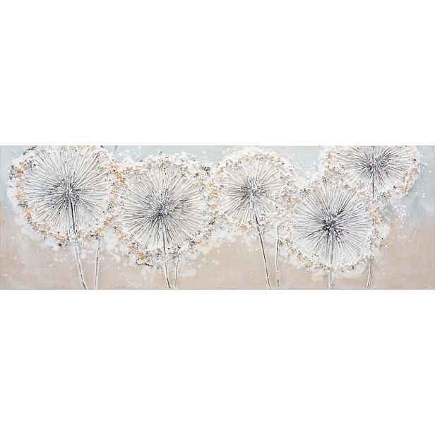 Ručně malovaný obraz Pampelišky chmýří 120x40 cm, olejomalba