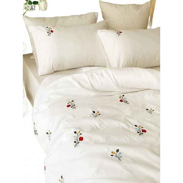 Shein Bílý Sada Povlečení S Květinami 180 cm*200 cm 1 Kus